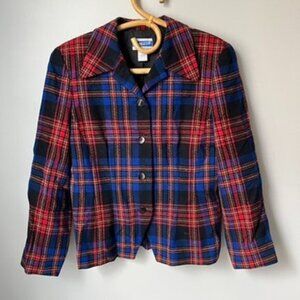 Vintage Pendleton Classic 100% Virgin Wool Plaid Blazer Women's 8